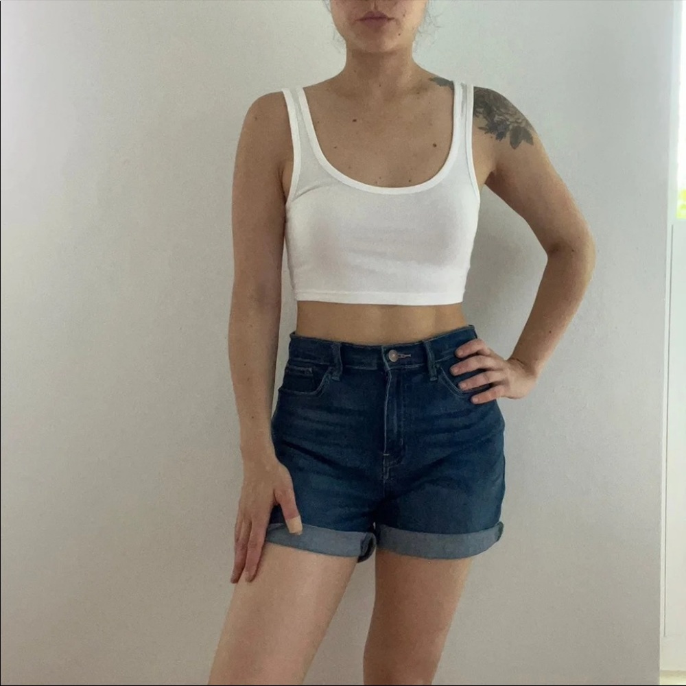 high waisted jean shorts denim calvin klein jeans cuffed